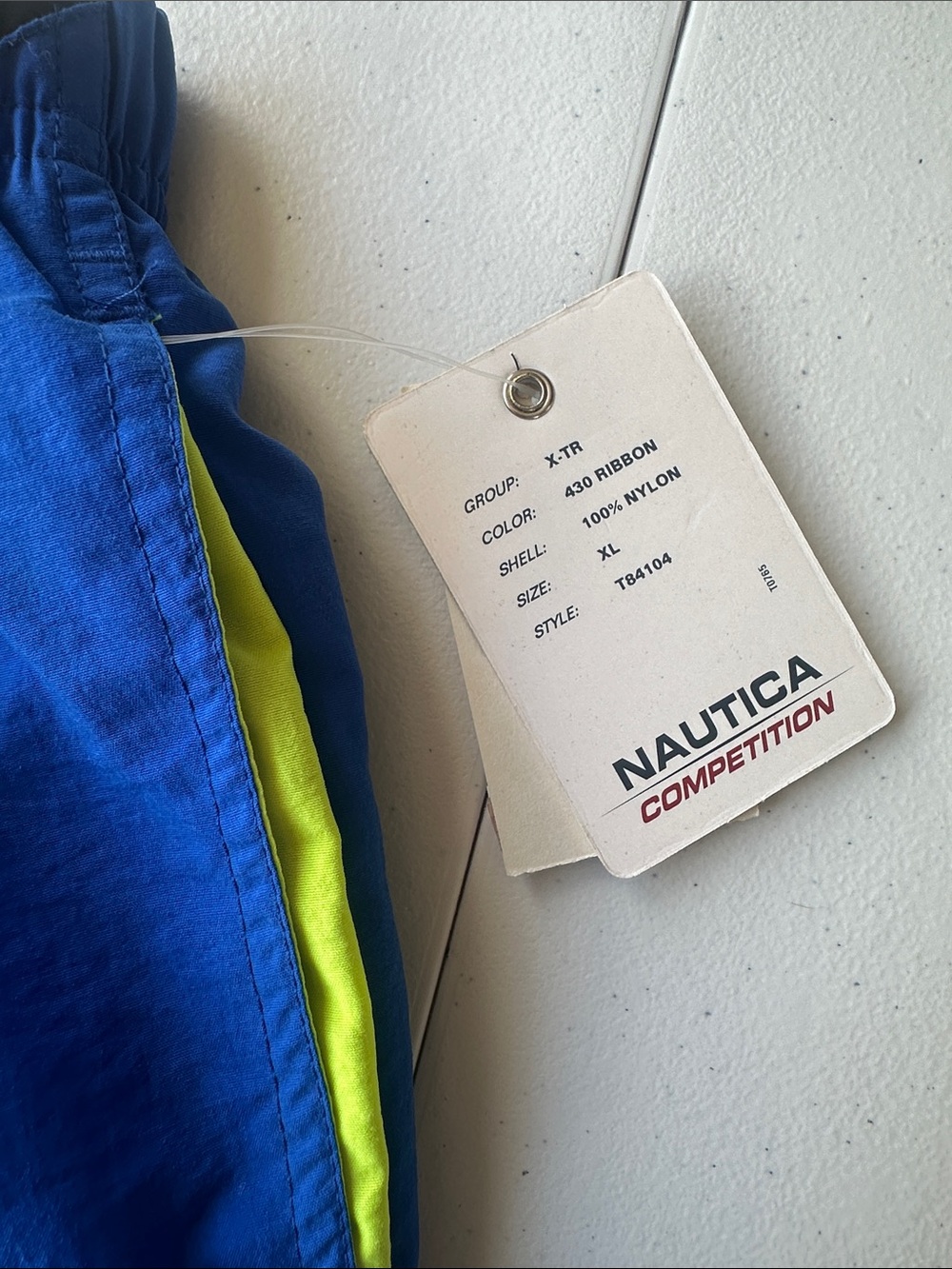 Nautica Colorblock Blue and Neon Green Athletic Swim Shorts